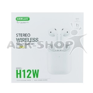 Bluetooth Air Pods Gerlax H12W TWS/25mAh/250mAh/design 1/2 series белые - фото