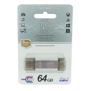 USB 64GB 2.0 T&G 009 Star USB+Type-C серебрянная - фото