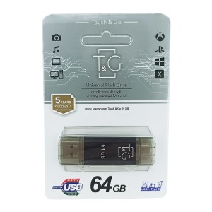 USB 64GB 2.0 T&G 009 Star USB+Type-C черная - фото