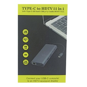 Type-C - PD+HDMI+VGA+4USB+LAN+SD/TF+3.5 конвертер 11в1 - фото