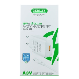 СЗУ microUSB Gerlax A3V 3A/1USB/18W/QC3.0 белый 1м - фото