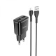 СЗУ iPhone Lightning Hoco C88A 2.4A/2USB черный 1м  - фото 1