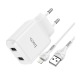 СЗУ iPhone Lightning Hoco N7 2,1A/2USB белый (12) - фото 1