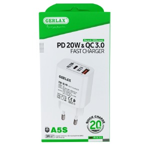 Блочек USB Gerlax A5S 3A/1USB/QC3.0/PD20W белый - фото