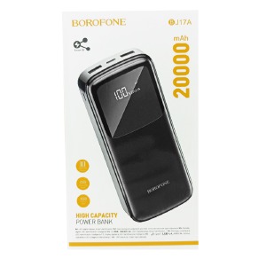 Power bank/Павербанк 20000mA Borofone BJ17A 2.1A/2USB/LED дисплей (input micro) черный - фото