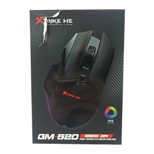 Компьютерная мышка проводная USB игровая XTRIKE GM-520 RGB/8 кнопок/800-12800DPI черная 1,6м (уценка, повреждена упаковка) - фото