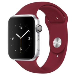 Ремешок для Apple Watch 42/44/45/49mm силиконовый темно вишневый S - фото