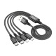 Кабель 4в1 USB to (microUSB+Lightning+2xType-C) Hoco X76 2A тканевой черный 1м (31) - фото 1