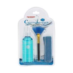 Набор для чистки монитора/ноутбука/телефона Cleaner kit 016 3в1 (спрей/кисточка/микрофибра) блистер - фото