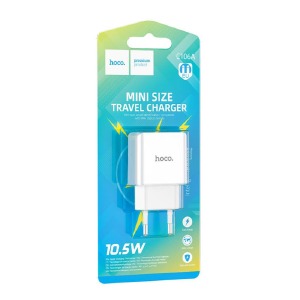 Блочек USB Hoco C106A 2.1A/1USB/10,5W белый (36) - фото