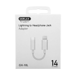 Аудио переходник Lightning(audio) iPhone Lightning - 3,5 (наушники) Gerlax GX-10L белый 0,09м - фото