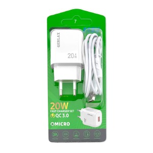 СЗУ microUSB Gerlax A18V 1USB/20W белый 1м - фото