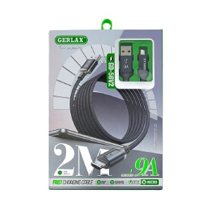 Кабель microUSB Gerlax GD-58V2 9А нейлон черный 2м  - фото