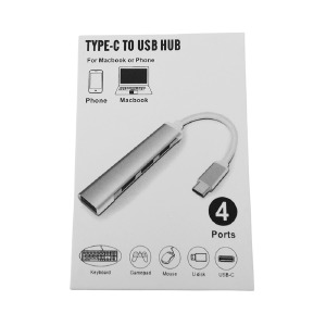 HUB Type-C 4в1 (USB3.0+USB2.0х3) серый металл - фото