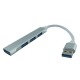 HUB USB 4в1 (USB3.0+USB2.0х3) серебряный металл  - фото 1