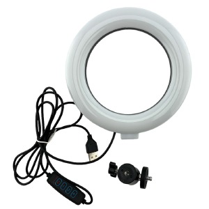 Кольцевая LED-селфи лампа 16см  QX-160 пульт на проводе/креплением под штатив/USB - фото