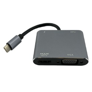 Конвертер Type-C 4в1 (PD+HDMI+VGA+USB)  - фото