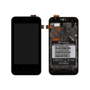 Дисплей для телефона Prestigio 4040 черный, с тачскрином и рамкой, модуль - фото
