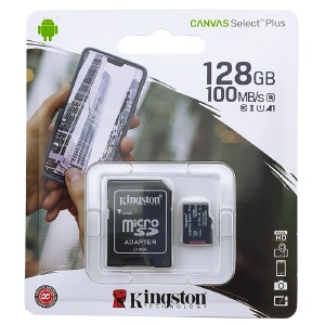 Карта памяти Micro SD 128GB (10) (+adapter) Kingston Canvas Select Plus UHS-I - фото
